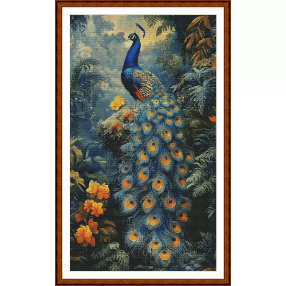 ZZ7835 Peacock 11CT 14CT 16CT 18CT Print On Canvas Cross Stitch