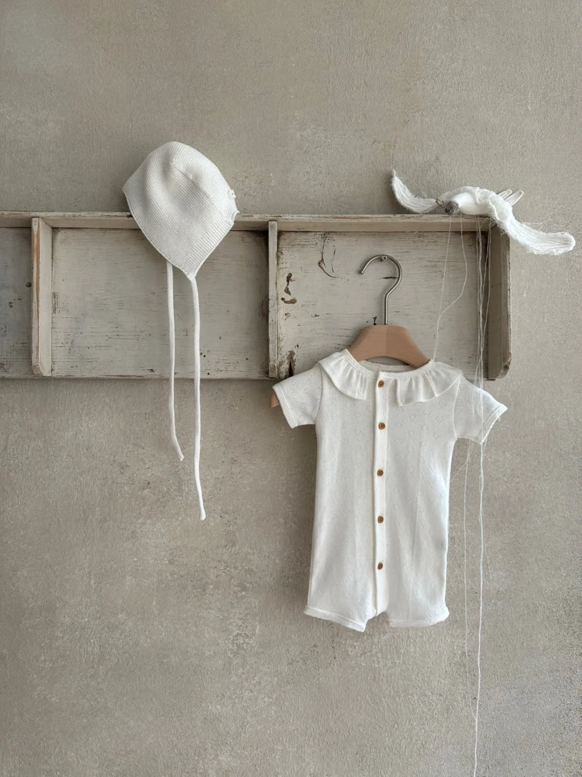 2026 Summer New Baby Short Sleeve Bodysuit Cotton Infant Girl Thin Hollow Out Ruffle Collar Jumpsuit Solid Newborn Clothes 0-24M