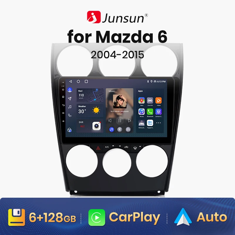 Junsun V1 AI Voice Wireless CarPlay Android Auto Radio For Mazda 6 2004-2015 4G Car Multimedia GPS 2din autoradio