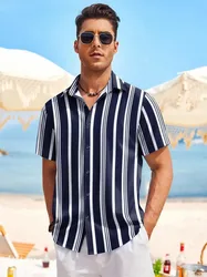 Men's Retro Loose Shirt Men's Short Sleeve Shirt 3D Printed Hawaiian Shirt Summer Casual Versatile Holiday Beach Shirt Tops