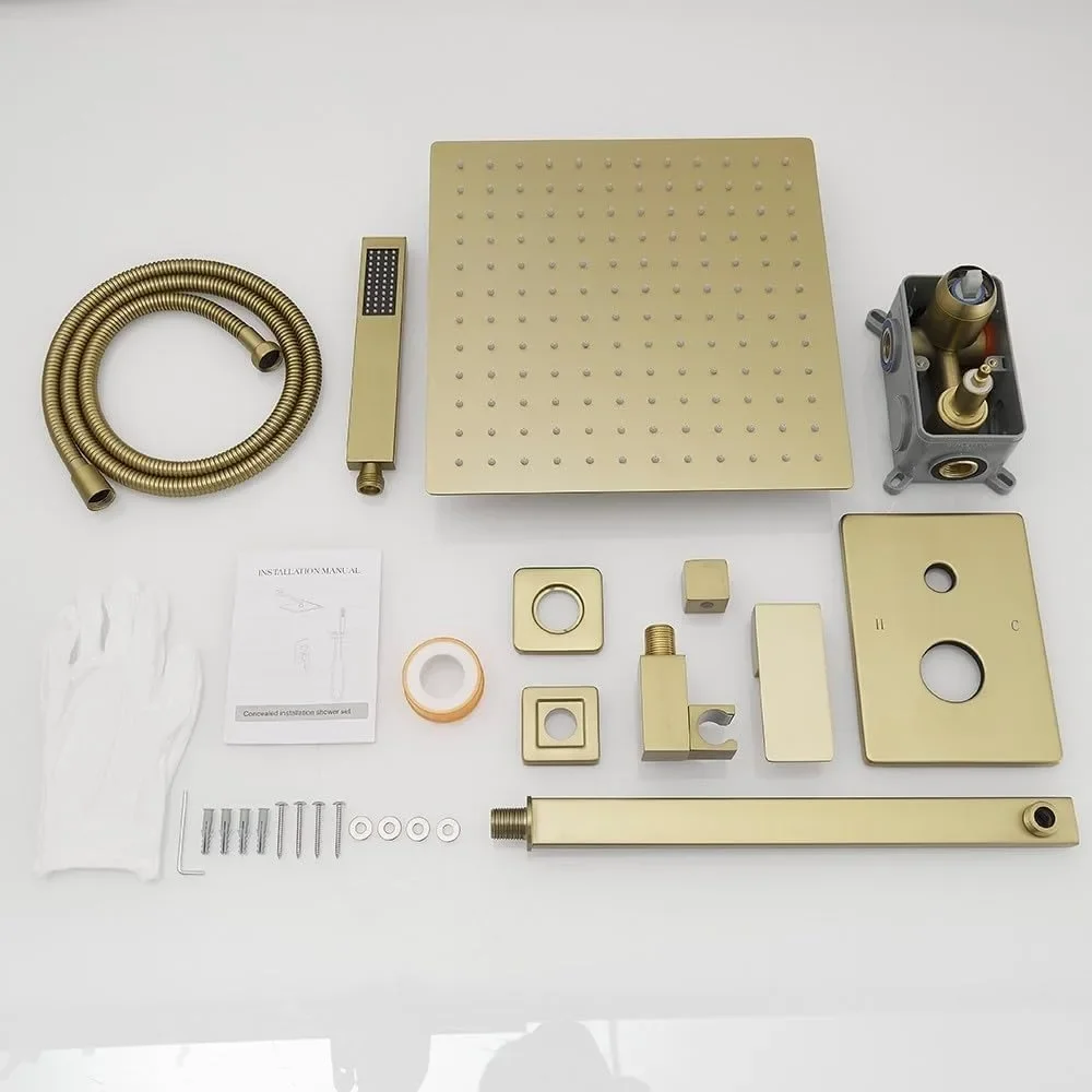 نظام دش مطري فاخر مثبت على الحائط مقاس 12 بوصة مع رأس دش كومبو ودش محمول للحمام #6