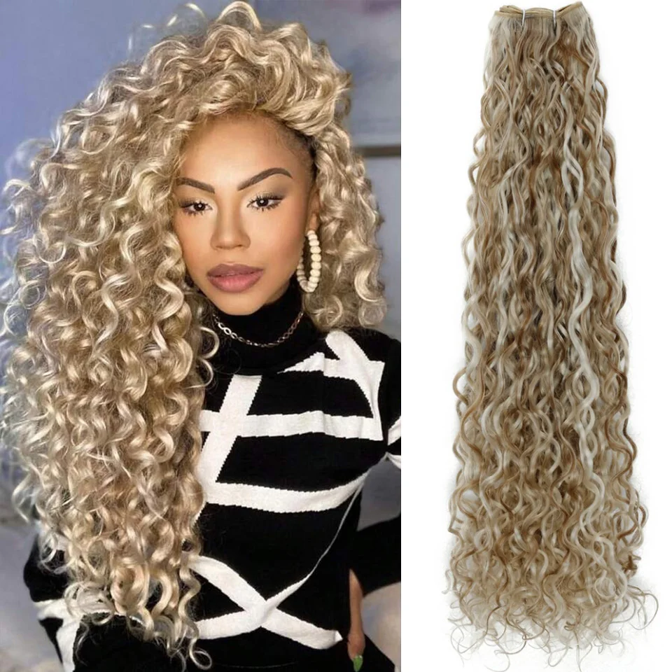20 pouces Ombre 613 couleur paquets Extensions de cheveux Blonde 120 g/brins vague d'eau paquets Extension de cheveux synthétiques pour toutes les saisons