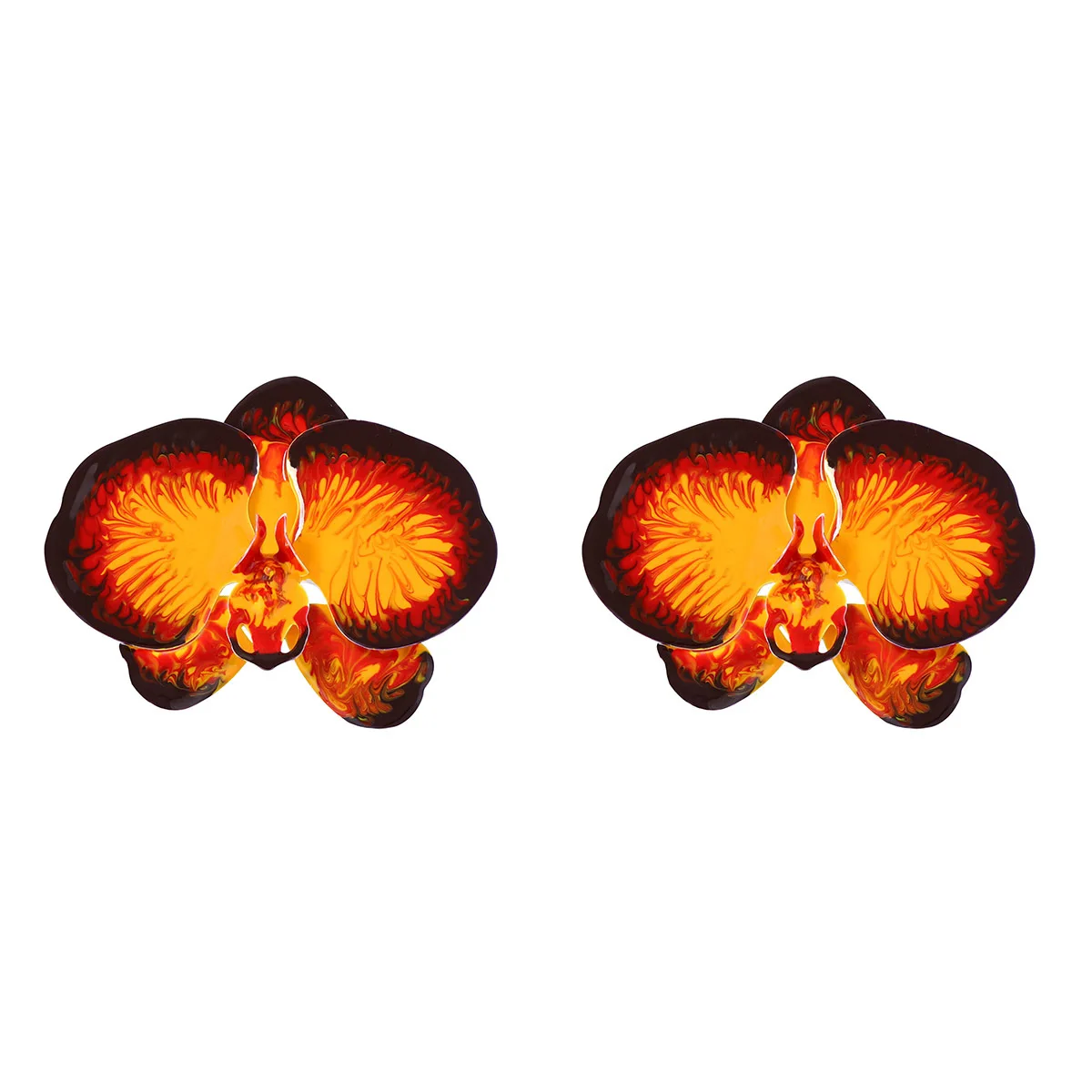 

ZAA Personality Metal Alloy Drop Oil Three-dimensional Large Flower Earrings for Women Statement Jewelry Gifts