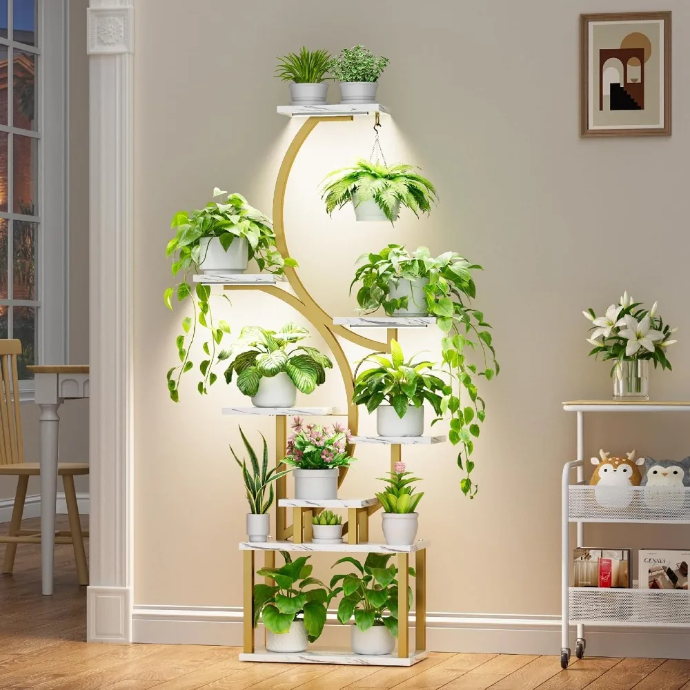 Plant Stand Indoor with Grow Light, 8 Tier Corner Plant Shelf Tall