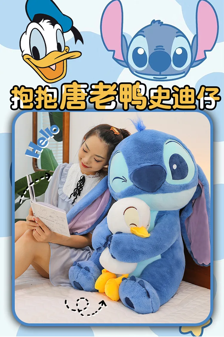 Kawaii Disney knuffel Stitch Duck knuffelpop knuffeldier kinderen verjaardagscadeau groot knuffelkussen schattige gevulde pop