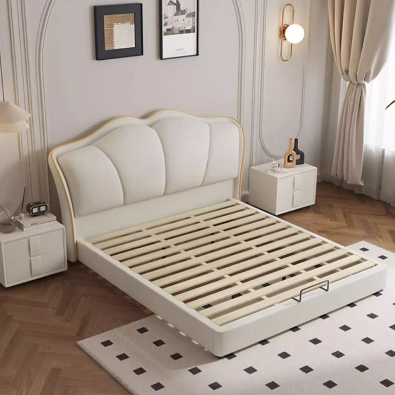 Nordic Modern Simple Double Bed White House Adults Loft Double Bed Headboards Storage Cama Box Casal Furniture For Bedroom