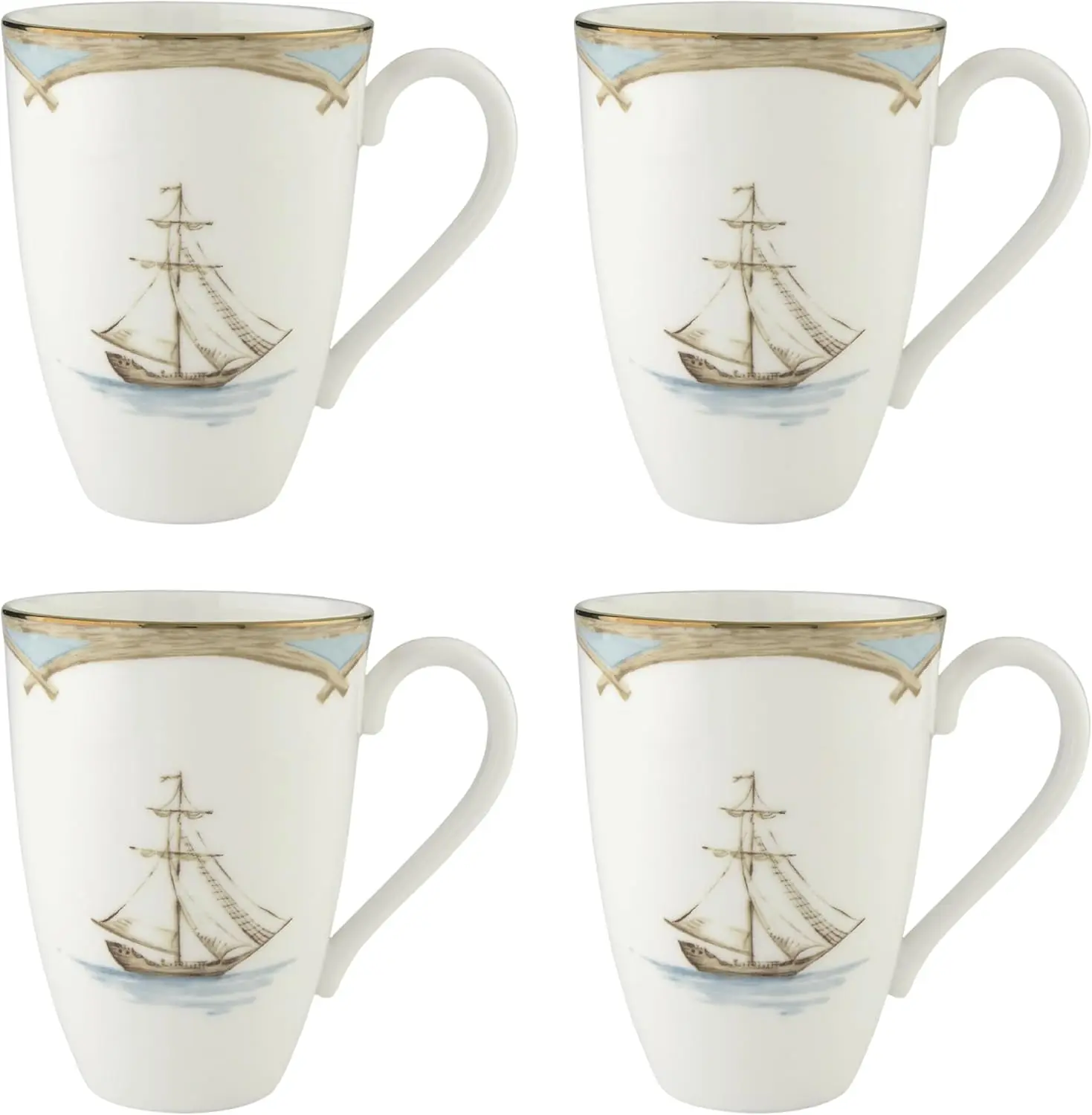

Set of 4 British Colonial Tradewind Mugs, Elegant Design for Coffee or Tea