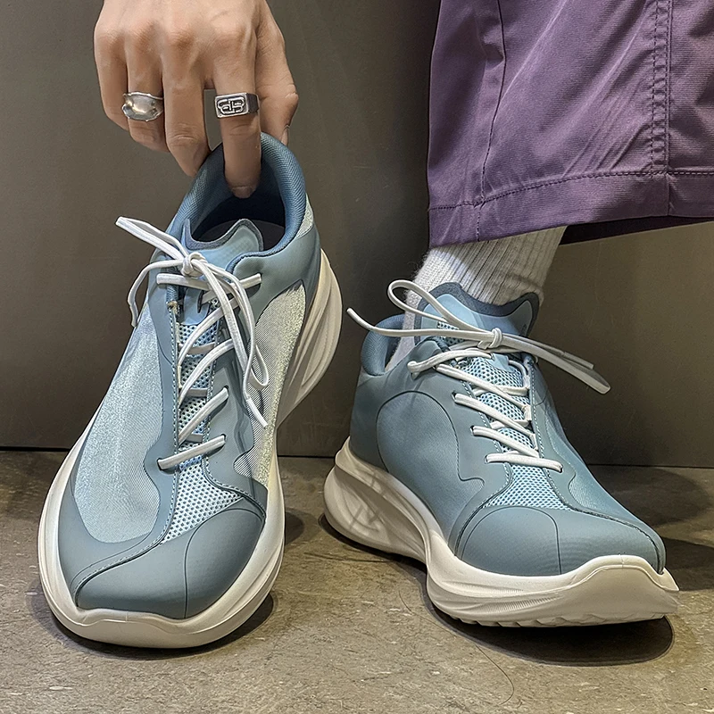 New men thick soled fashionable mesh sports leisure shoes breathable comfortable personalized color blocking outdoor hiking shoe