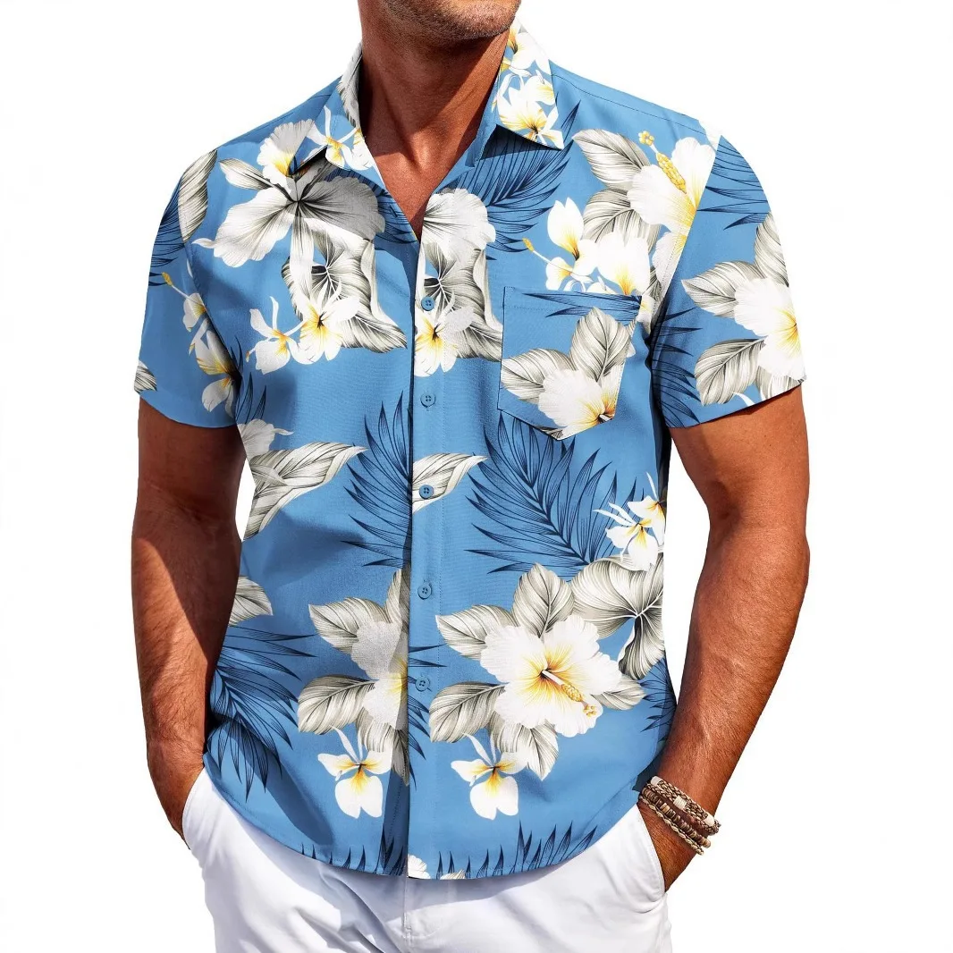 Casual and Fashionable Summer Refreshing and Breathable Trendy Quick Drying Men's Short Sleeved Shirt