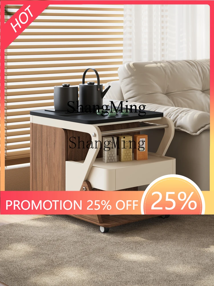 

LXY передвижной журнальный столик в средневековом стиле, многофункциональная тележка для бокового шкафа из цельного дерева