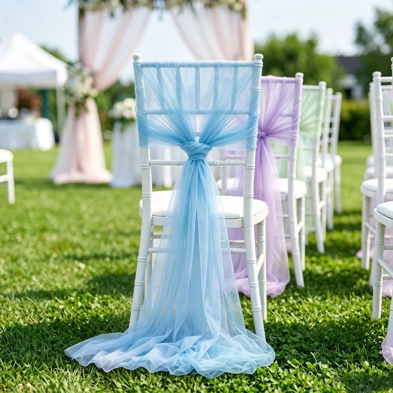 Romantic Swiss Tulle Fabric Roll for Chair Decor, Sheer Chiffon Gauze Ribbon, for Wedding Party Banquet Ceremony DIY Supplies view 3