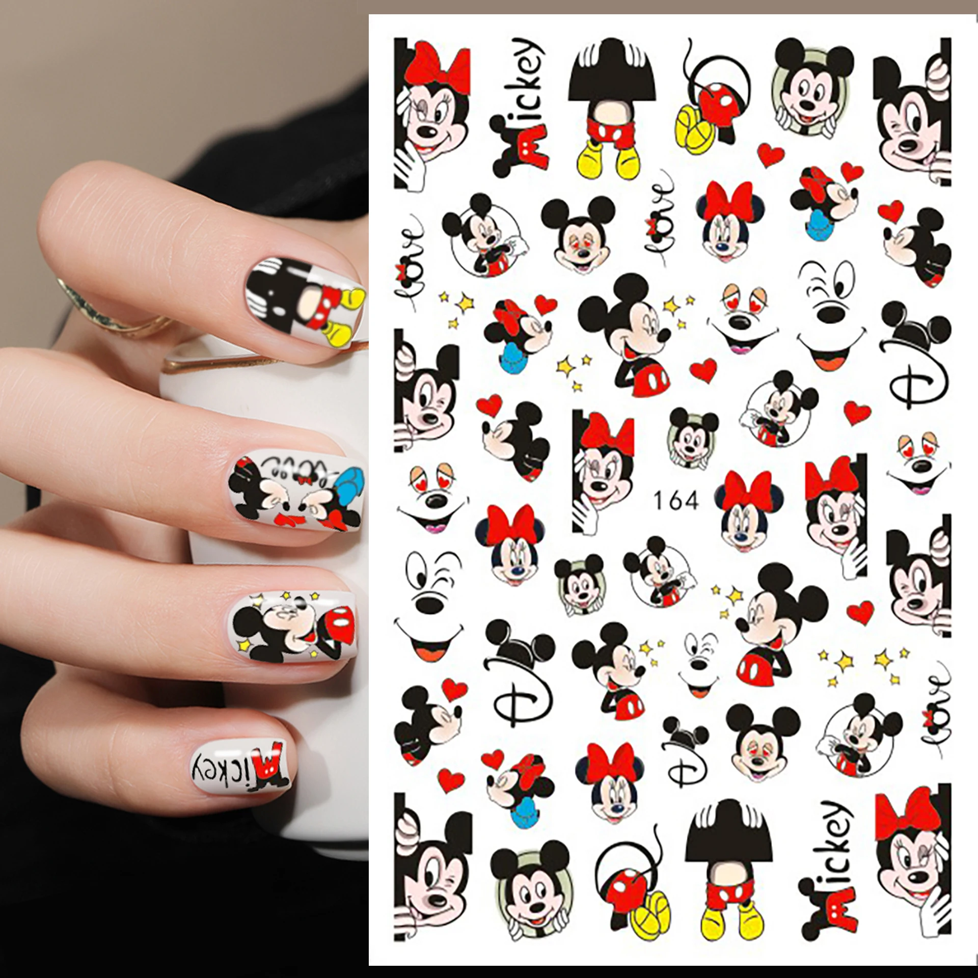 

1PCS Disney New Cartoon Mickey Mouse Nail Stickers Nail Art Decoration Stitch Disney Princess 3D Stickers Nail Art Accessories