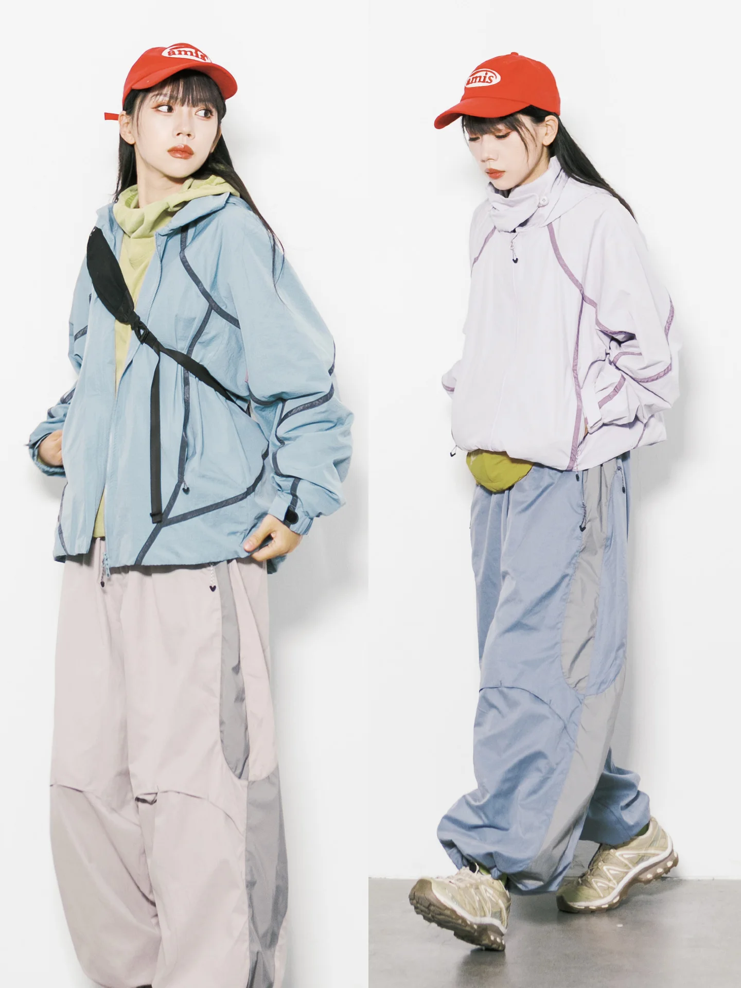 

Outdoor Casual Color Blo Hooded Jaet ex Loose Fit Windproof Hiking Coat Polyester Fabric Nylon Zipper Closure ...