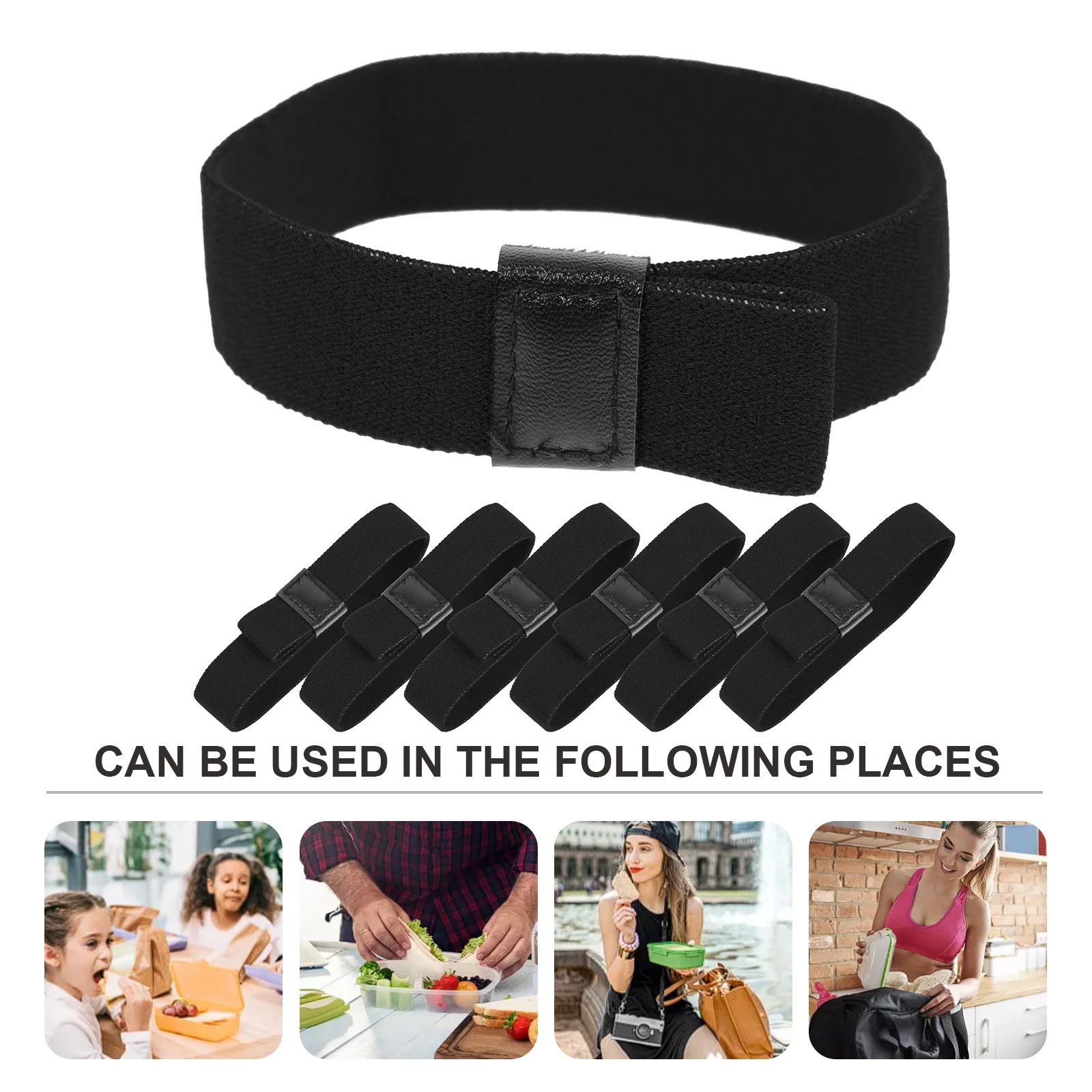 6pcs Bento Box Strap Elastic Reusable Polyester Lunch Container Fixing Safe Portable Picnic Outdoor School Travel Straps
