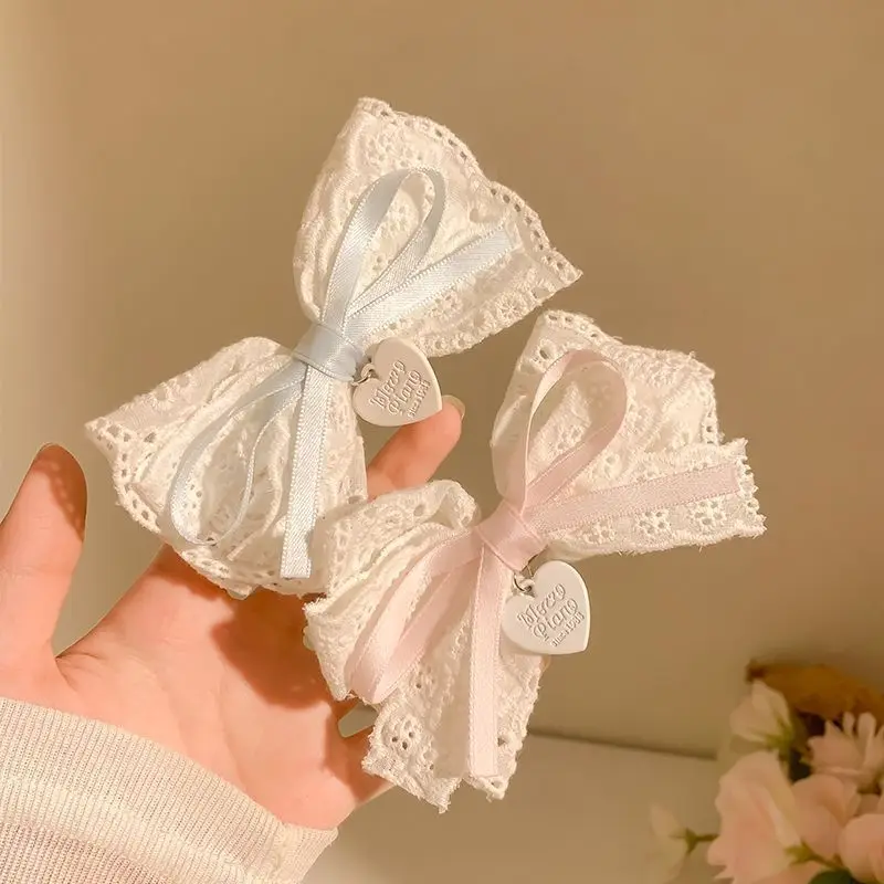 Koronkowe kokardy do włosów klips śliczne dziewczyny spinki do włosów stałe spinki do włosów z kaczym dziobem Barrettes dziecięce nakrycia głowy modne akcesoria do włosów