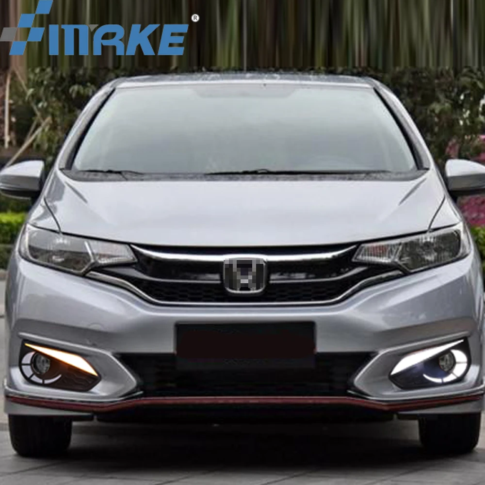 

2PCS LED Daytime Running Light For Honda Fit Jazz 2018 2019 2020 Car Accessories Waterproof 12V DRL LED Fog Lamp Decoration