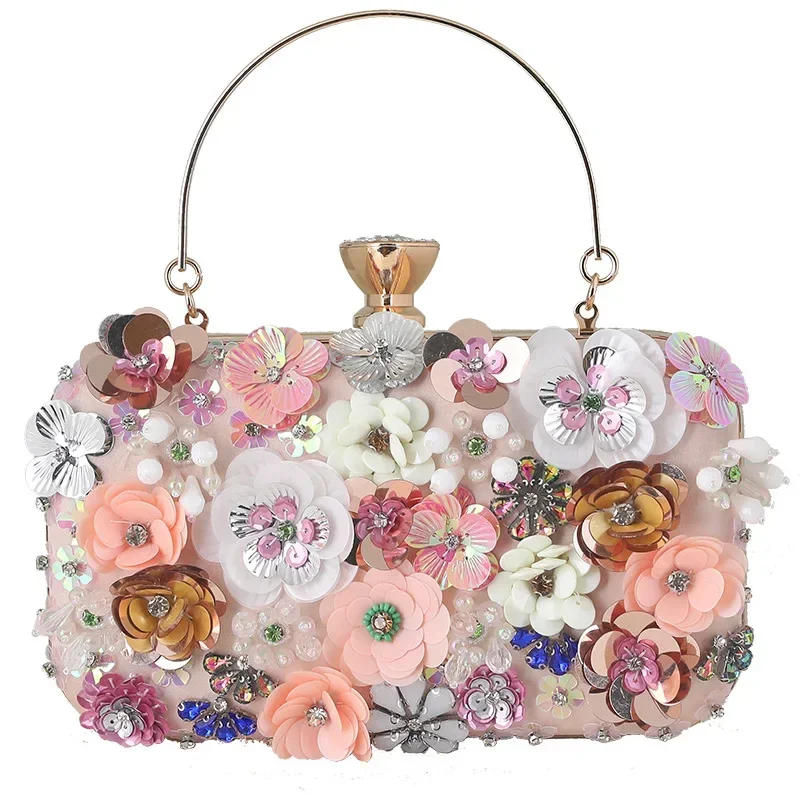 

Lawaia New Flower Dinner Bag for Women Minaudiere Clutch Purses Fashion Ladies Handbag Banquet Evening Bag with Chain Strap