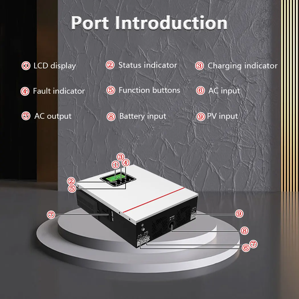 Y&H 1KW Hybrid Solar Inverter 12V 220V Off Grid Pure Sine Wave Hybrid inverter 1000W Build in 80A MPPT Solar Charge Controller