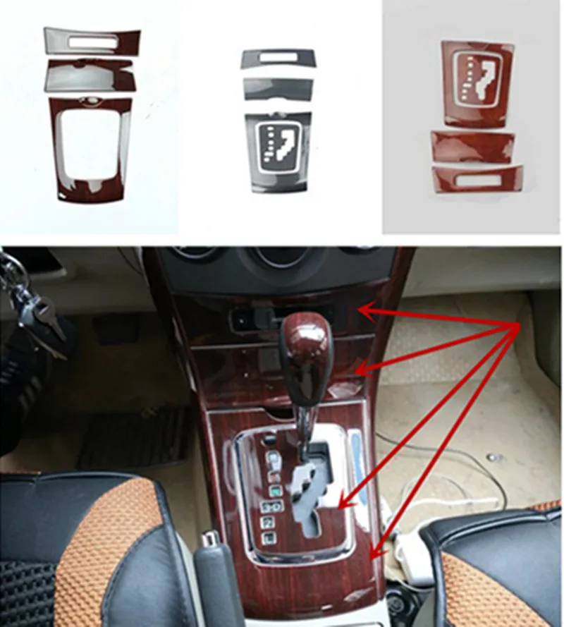 Car stickers ABS carbon fiber wooden grain gear panel Central control panel decoration cover for 2007-2012 Toyota Corolla MK10