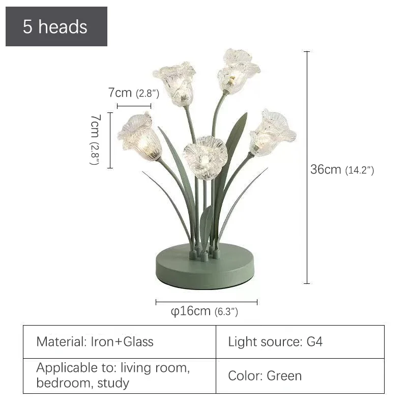 BERTH Contemporary Table Lamp French Pastoral LED Creative Flower Living Room Bedroom And Study Home Decoration Desk Lamp