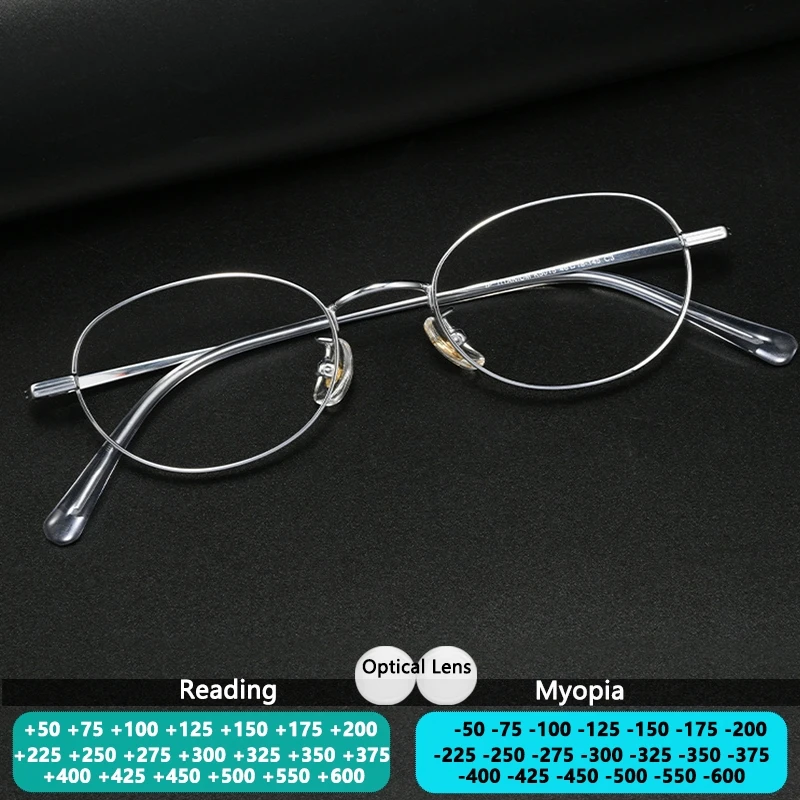 

Очки для чтения CCspace из чистого титана, ультралегкие, маленькие, мужские, для коррекции близорукости, с защитой от синего света, оптические линзы по рецепту