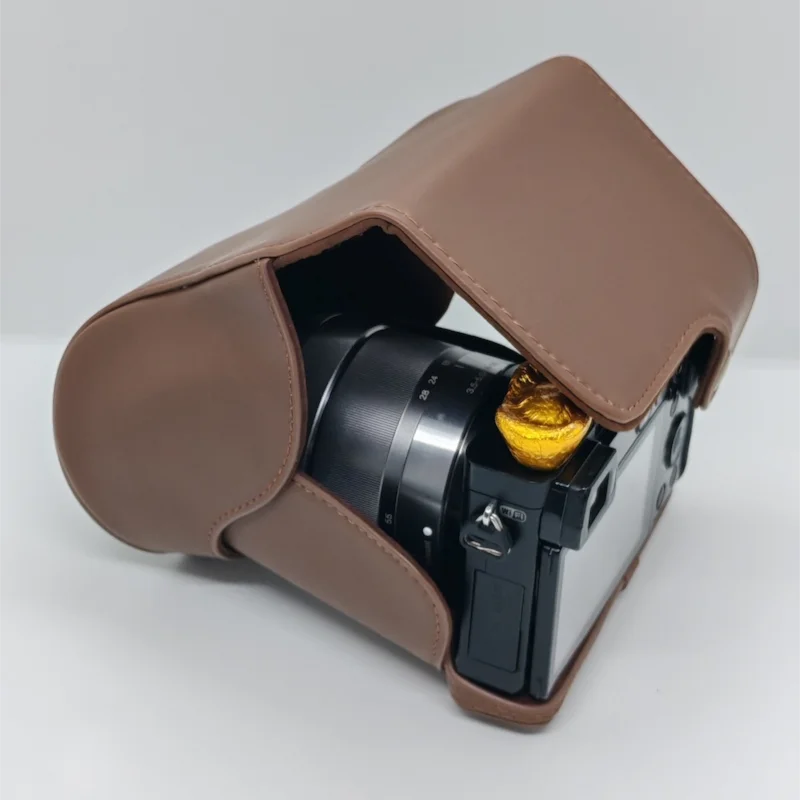 New Leather Camera Case Bag Cover For Sony NEX6 NEX-6 A6000 NEX7 18-55MM Lens