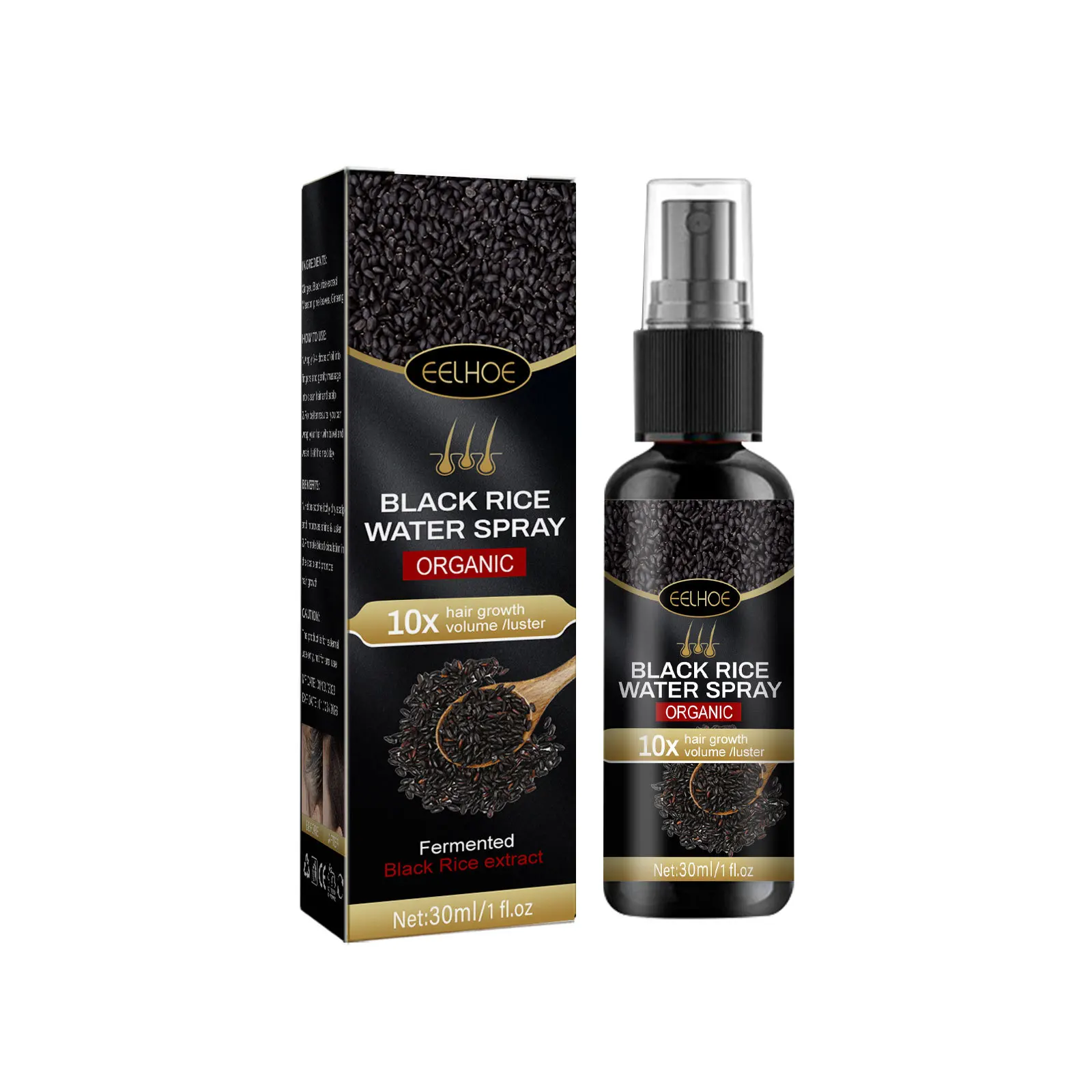 Black Rice Hair Growth Spray Frizzy Hair Treatment Smoothing Nourish Scalp Follicles Baldness Repair Damage Hair Regrowth Spray