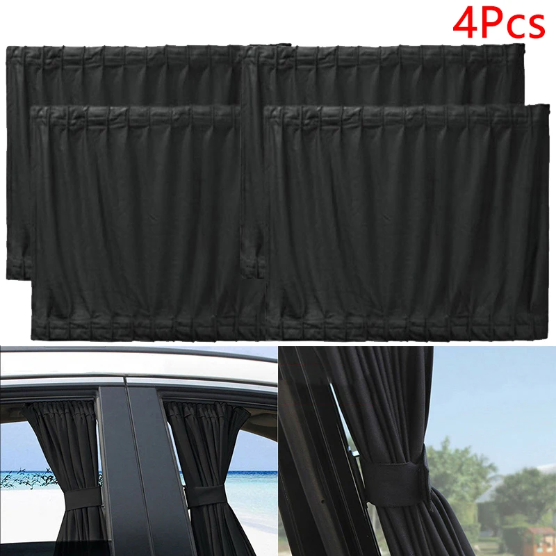 

4pcs Car UV Protection Sun Shade Curtains Sides Window Visor Mesh Cover Shield