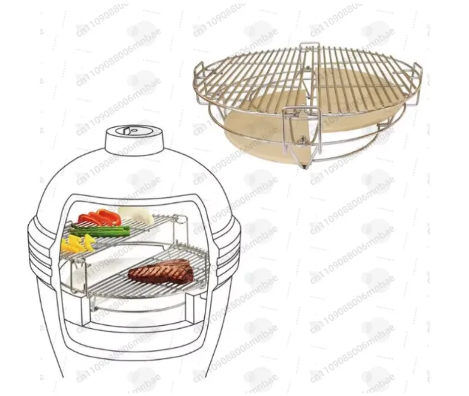 Sistema de Cocina Divide and Conquer para Accesorios de Parrilla Kamado Redonda de 18 Pulgadas, 18, 22 y 25 Pulgadas
