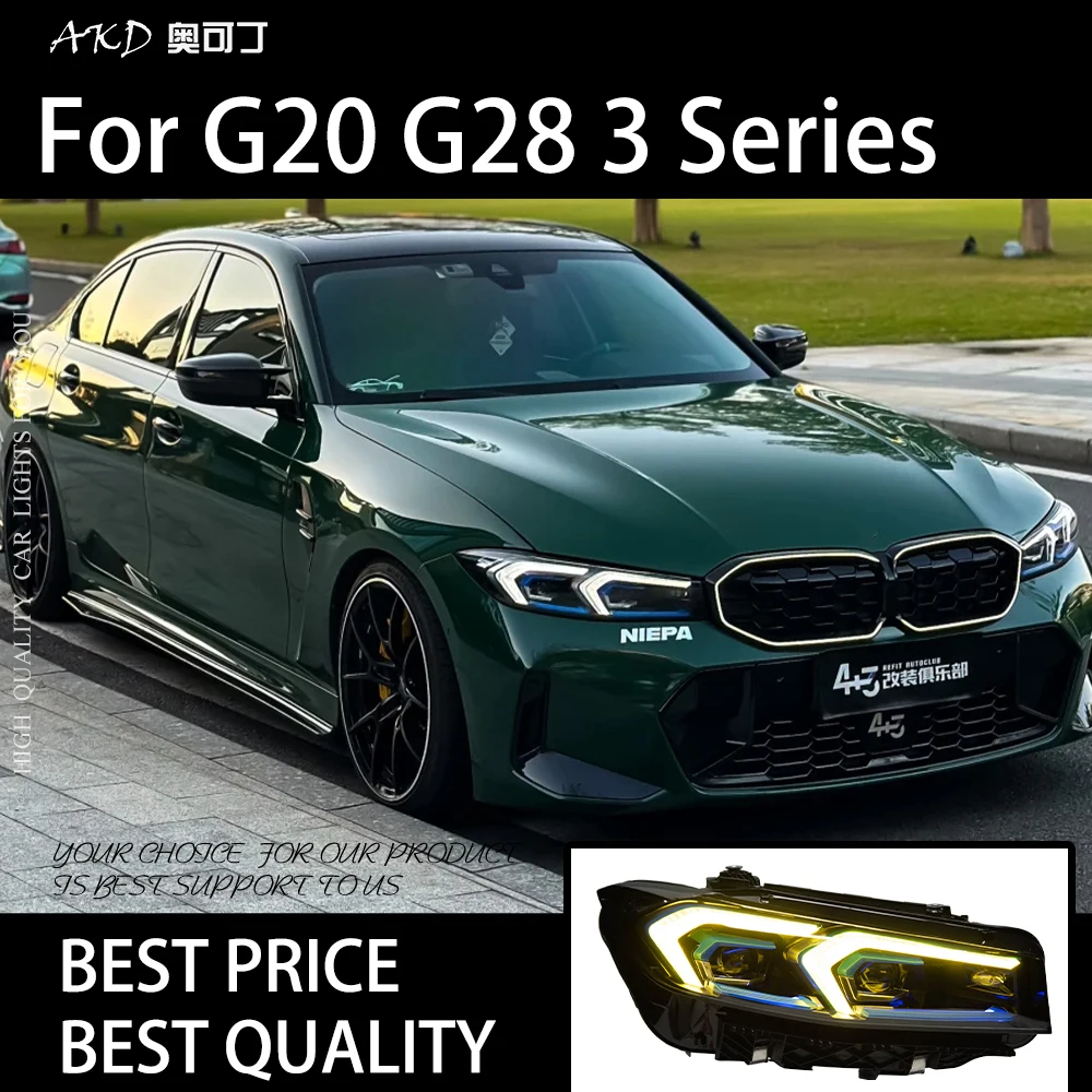 

Автомобильные фары для G20 G28 3 серии 320i 330li 2020-2022, светодиодные автомобильные фары в сборе, обновленный лазерный комплект M Performance, аксессуары