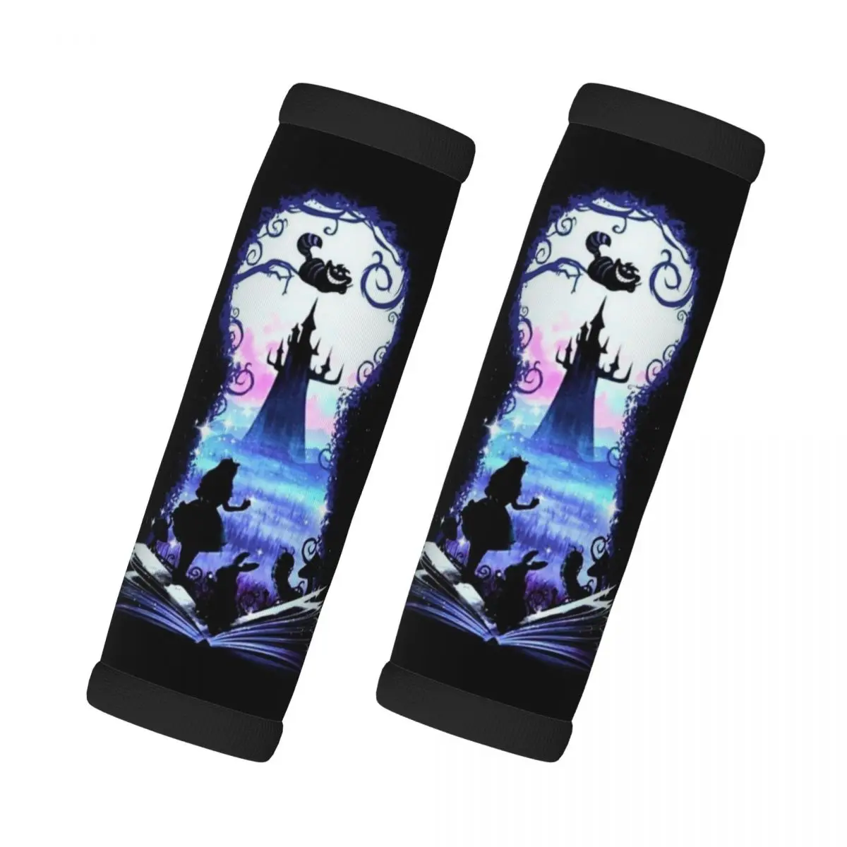 

Custom 2 Pcs Luggage Handle Wrap Soft Grip Handle Cover Alice in Wonderland Handle Grip Neoprene Luggage Door Handle