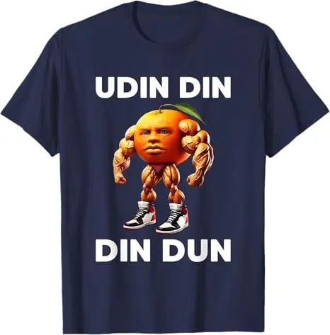 Udin Din Din Dun الإيطالية Brainrot Meme Udindindun برتقالي تي شيرت الرجال الموضة الرجل اللياقة البدنية الساخرة قائلا المحملة الجدة هدية