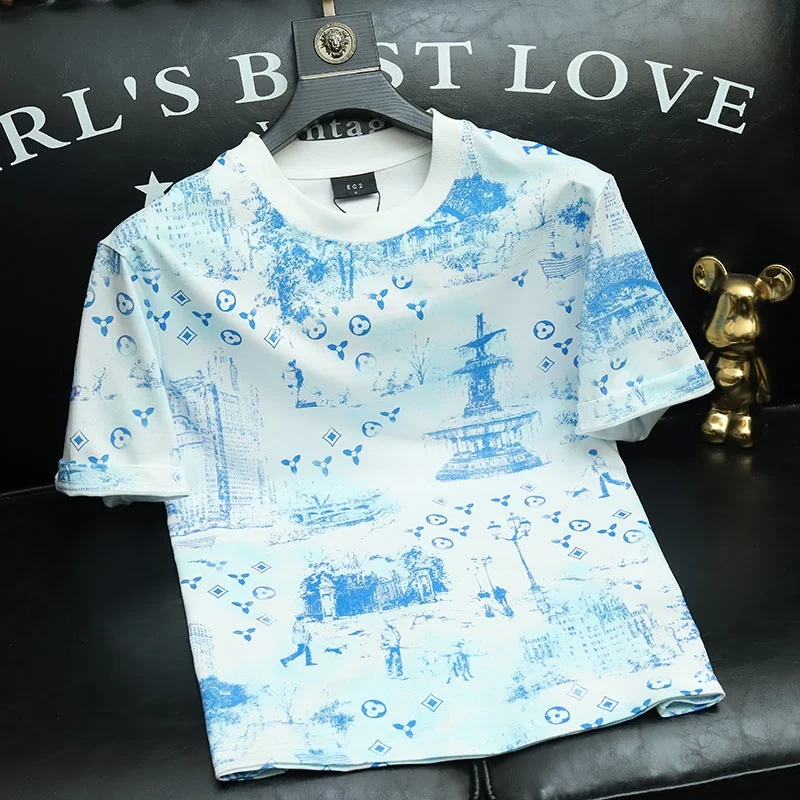 

ort Sve T-irt Men's Printed round Ne Cotton Blend Casual Summer Faionable Versatile f Sve Modern Sle Youth...