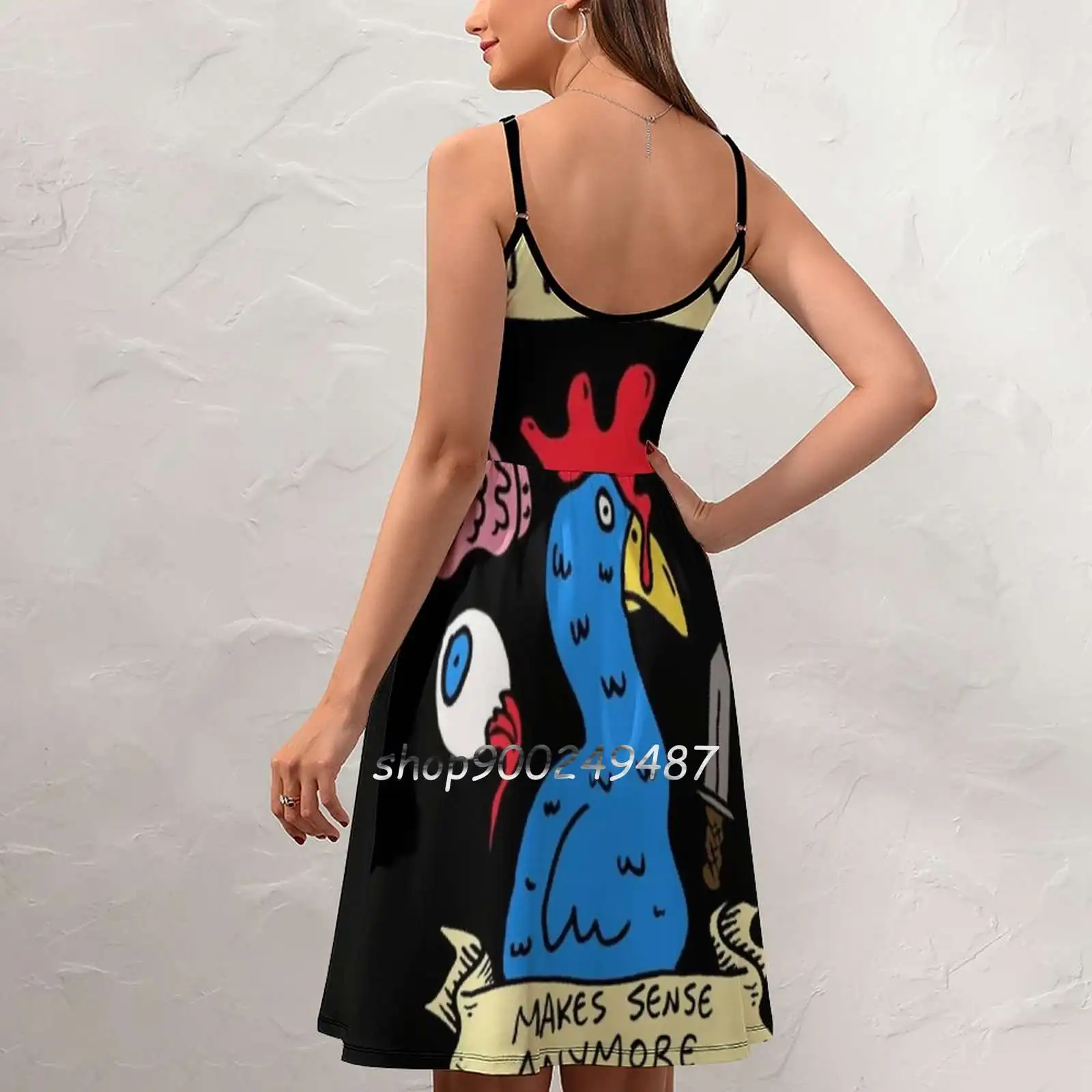 Nothing Makes Sense Anymore Sling Dress Sexy Dress Female High Waist Dresses For Women Chickens Cartoons Brains Tattoo Funny