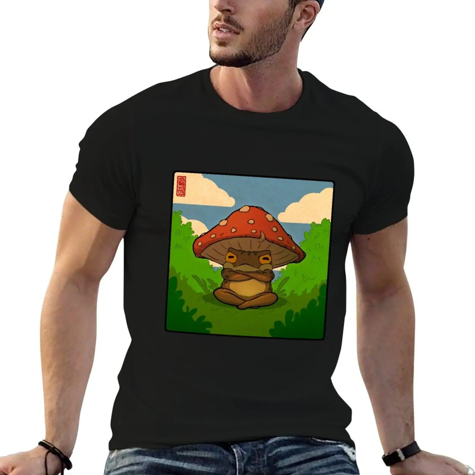 toad in toadstool hat art T-Shirt for a boy anime stuff mens vintage t shirts