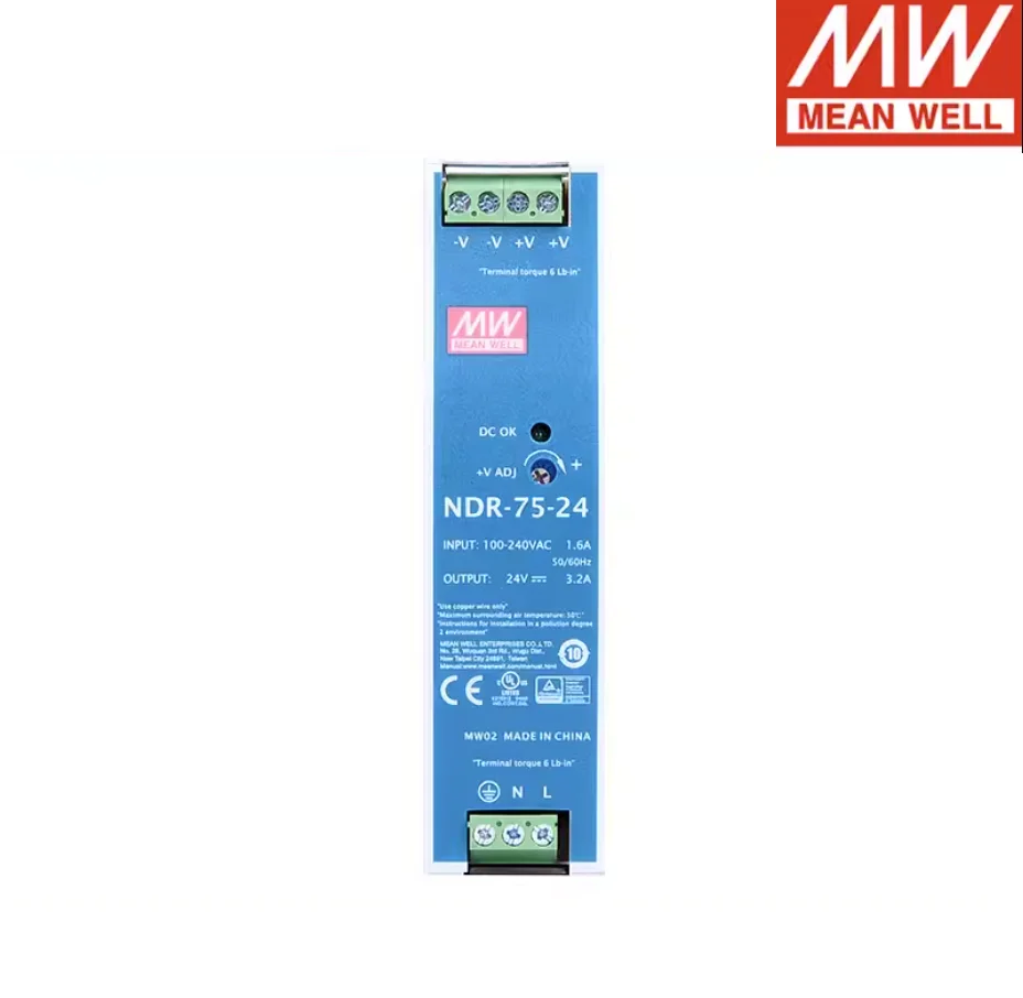 meanwell power supply NDR-75 NDR-75-12  12V6A NDR-75-24  24V3A NDR-75-48 | 48V1.5A  75W Single Output Industrial DIN RAIL