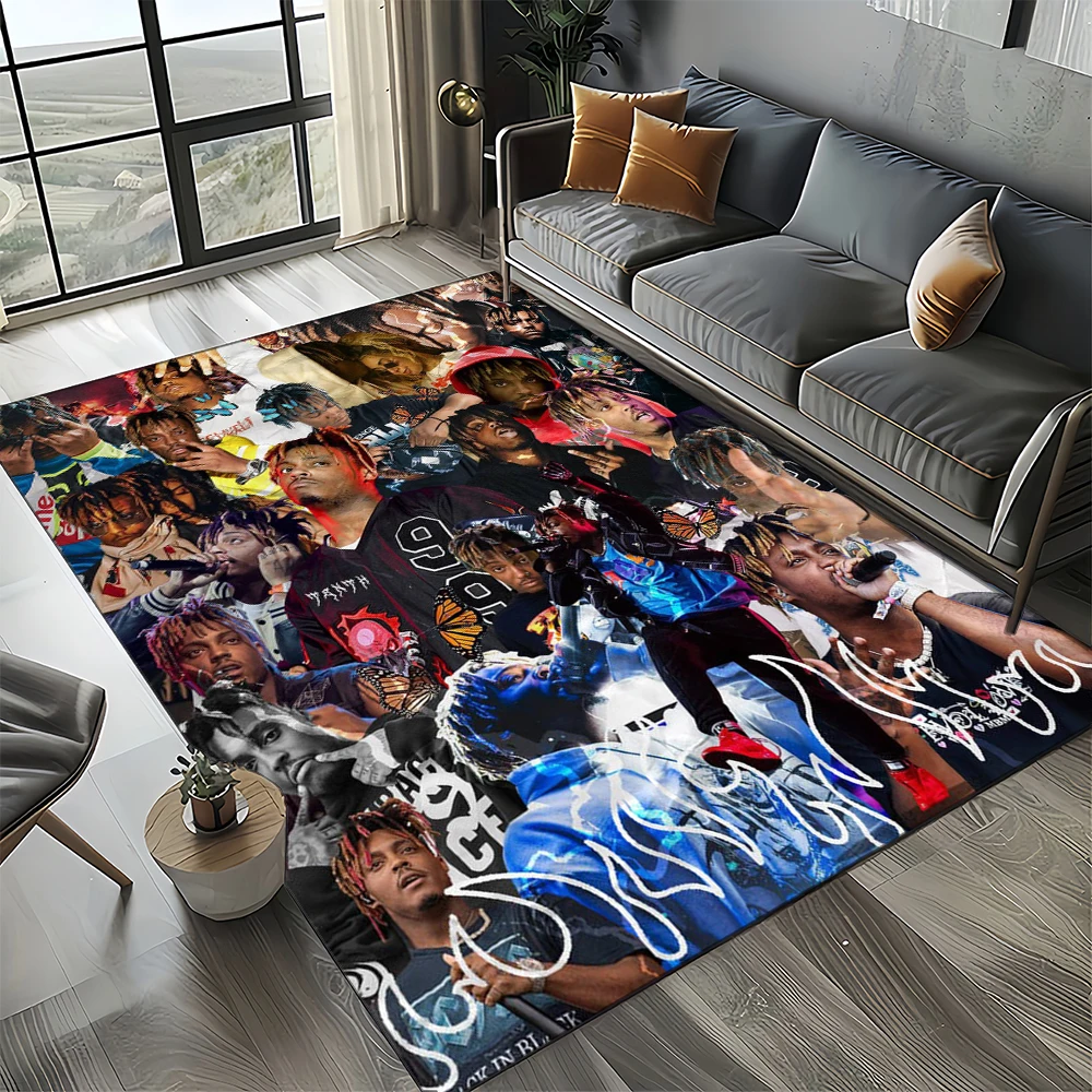 3D Print Juice WRLD 999 Legend Rapper Album Carpet Rug for Living Room Bedroom Home Sofa Decoration,Kids Play Non-slip Floor Mat