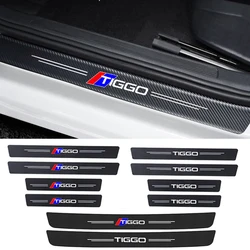 Carbon Fiber Car Front Rear Door Threshold Anti Scratch Sticker Decals for CHERY Tiggo Logo 2 3 5 7 8 3X 5X Auto Accessories