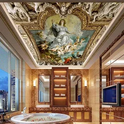 Papel pintado fotográfico estilo europeo techo Zenith Mural figura 3D pintura al óleo Fondo papel de pared sala de estar restaurante frescas