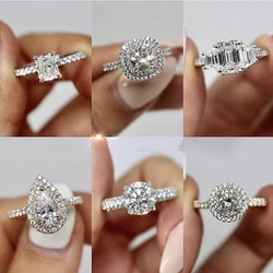 21 Style Eternity 925 Sterling Silver Engagement Wedding Band Rings for Women Bridal Diamond Promise Party Jewelry Gift