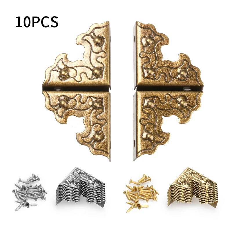 Protector de esquina de madera para muebles antiguos, caja de joyería artesanal de Metal, pie de esquina, esquina decorativa, 25mm, 10 unidades