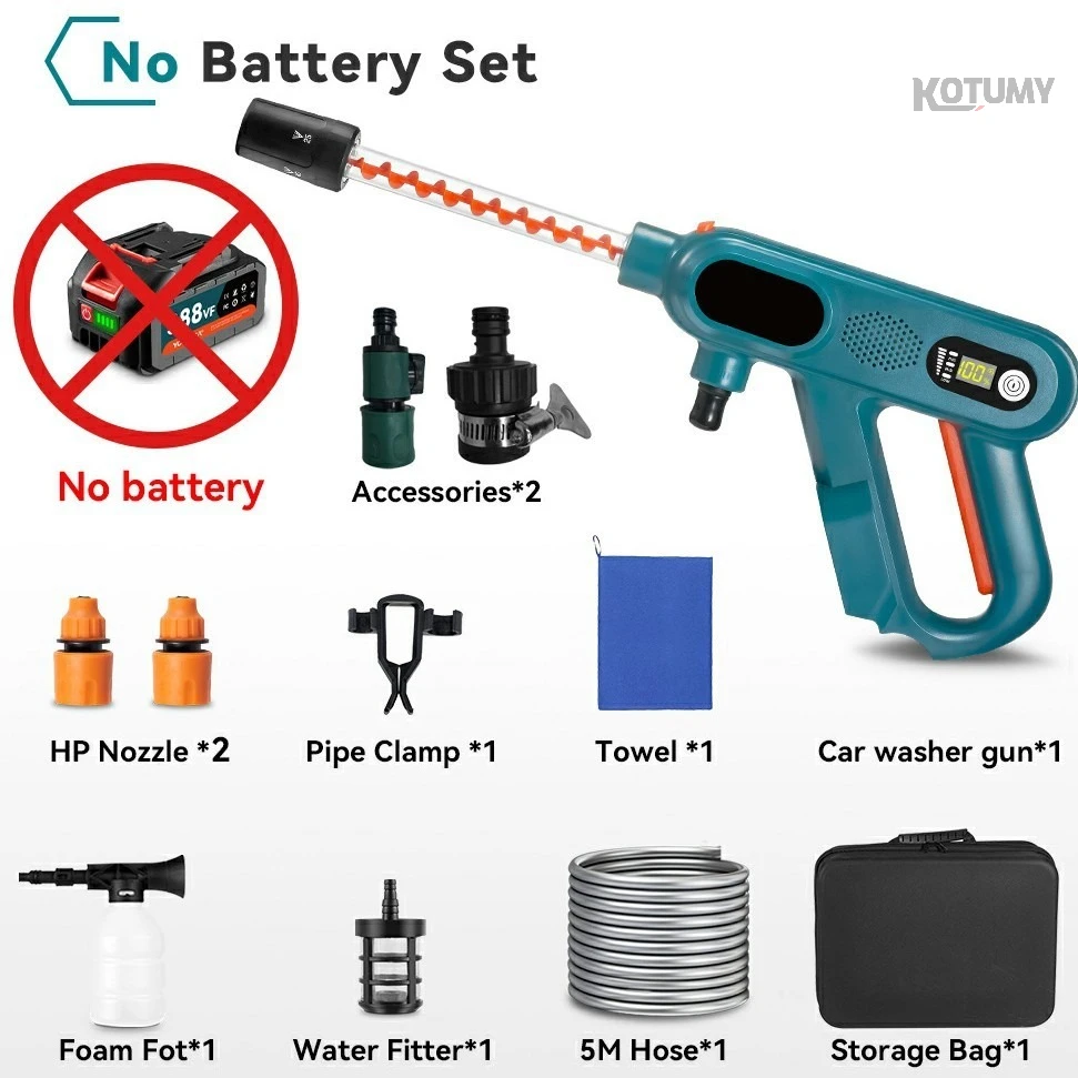 

Wireless Digital Display Boost High Pressure Water Gun 3‑Mode with Hose for Car Wash Garden Cleaning