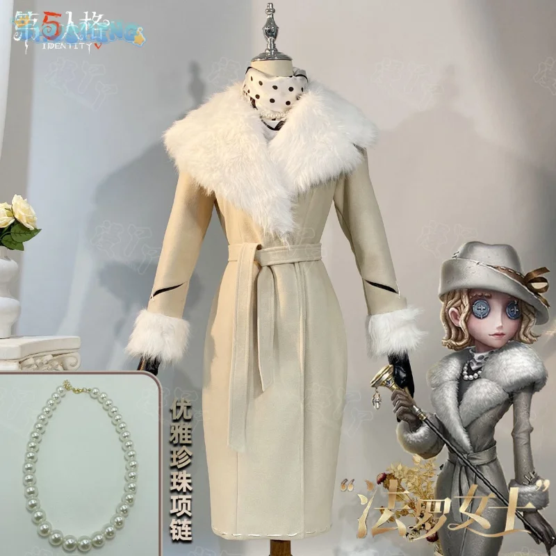 Identity Ⅴ Evelyn Mora cosplay New role Ms. Farrow Costume Elegant winter warm coat scarf necklace gloves belt party women set