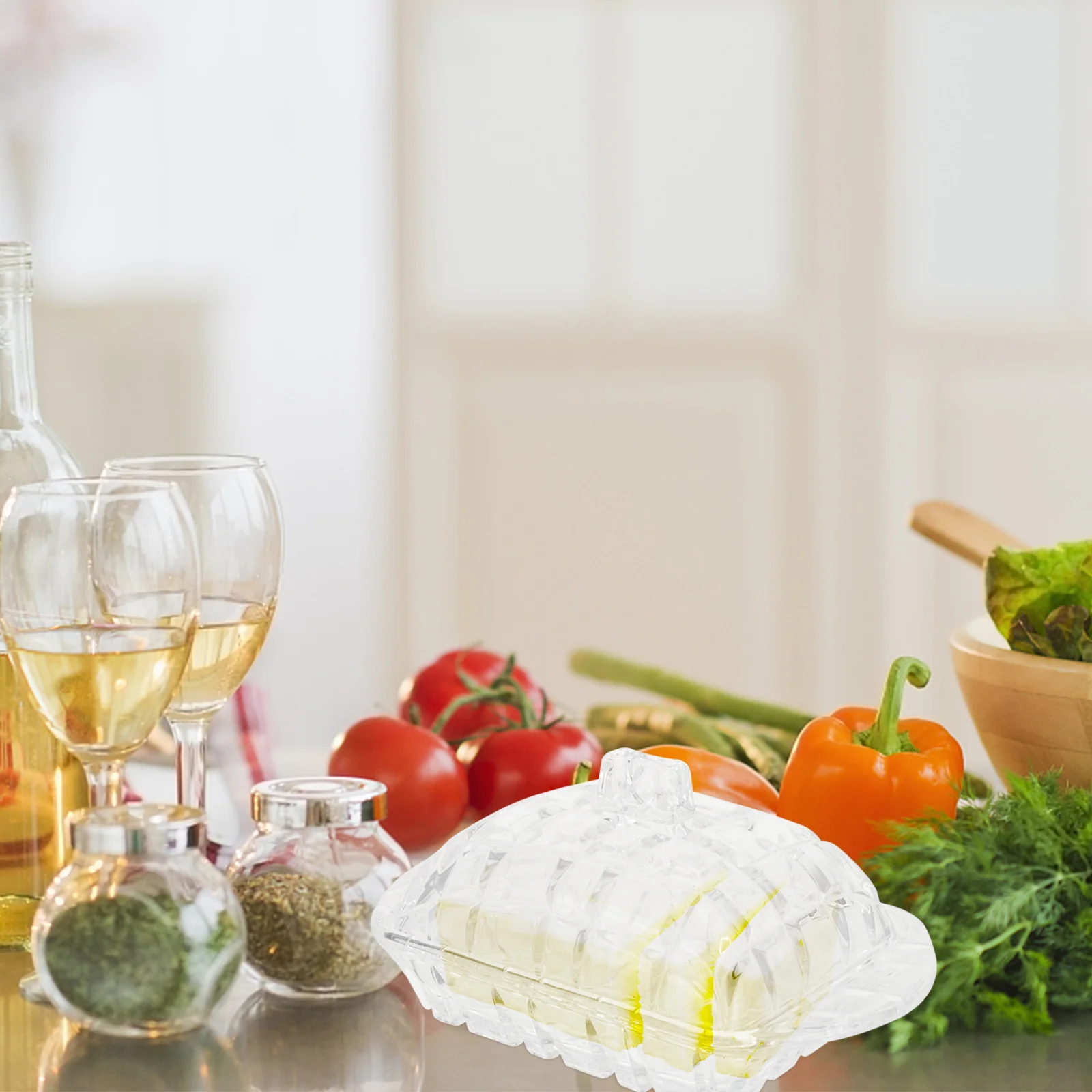 

Butter Dish with Lid for Refrigerator Case Handle on Container Keeper Food Containers