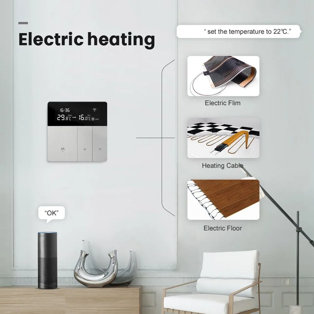 Termostat zdalnego sterowania Inteligentny termostat Sterowanie ogrzewaniem domu Jak pokazano Nowoczesny design Inteligentny kontroler ogrzewania ABS PC Material