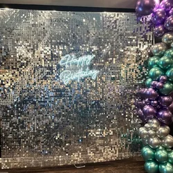 Advertisement Shimmer Wall Backdrop Iridescent Silver Sequin Shimmer Wall Panels For Birthday Party Wedding Marriage Decorations