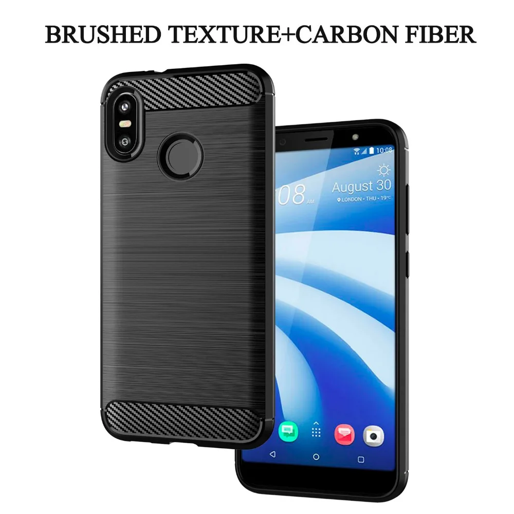 Brushed Texture Phone Cases For HTC U12 Life Cover Carbon Fiber Luxury TPU Back Case For HTC Desire 12 Plus U11 Life Eyes Case