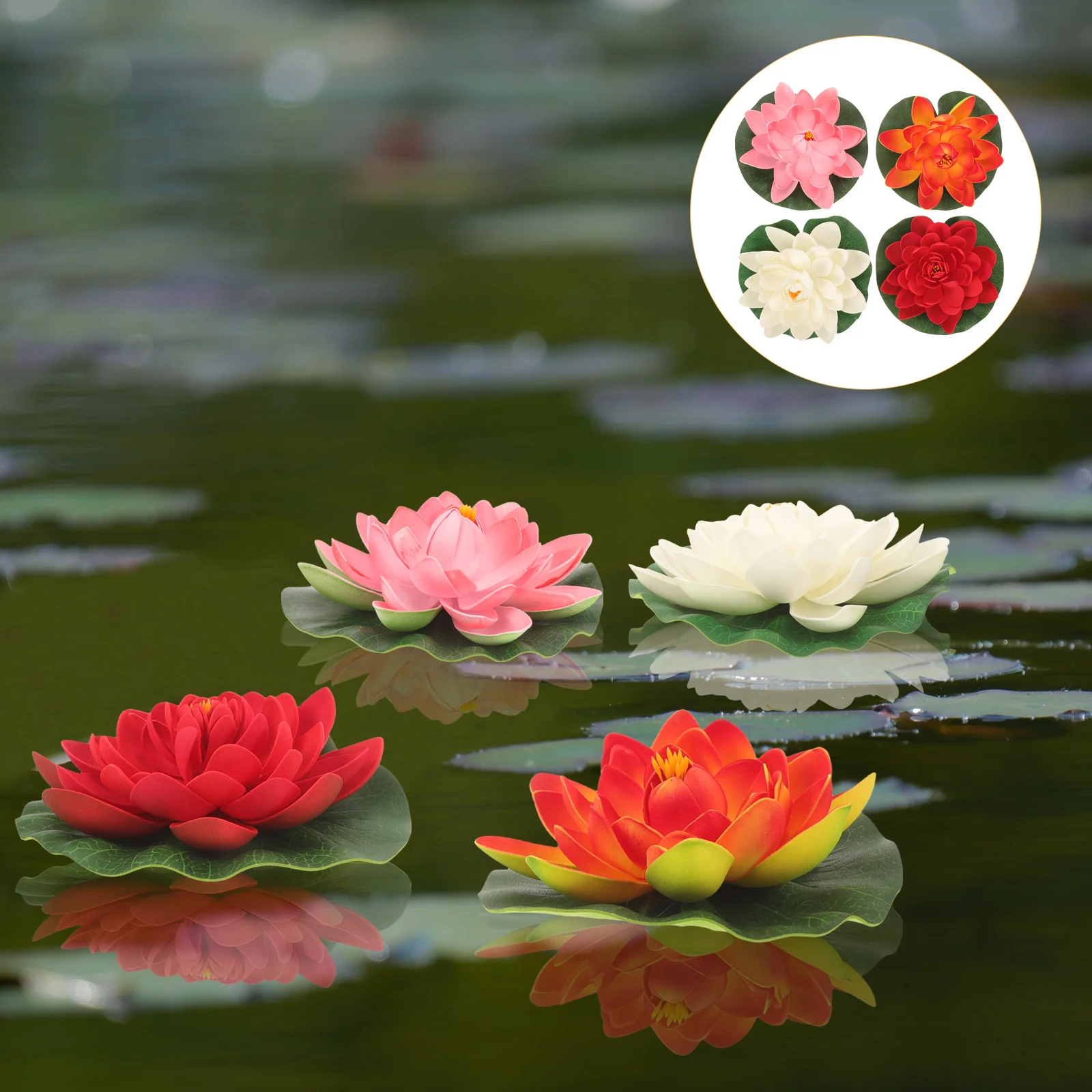 4 pezzi simulazione decorazione acqua galleggiante pianta artificiale giardino domestico patio fiori realistici