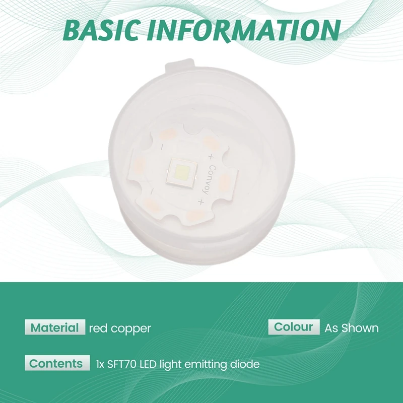 SFT70 LED,6500K Light Emitting Diode หลอดไฟที่มีประสิทธิภาพสำหรับไฟฉายไฟหน้าและอื่นๆพร้อม PCB ทองแดง20mm