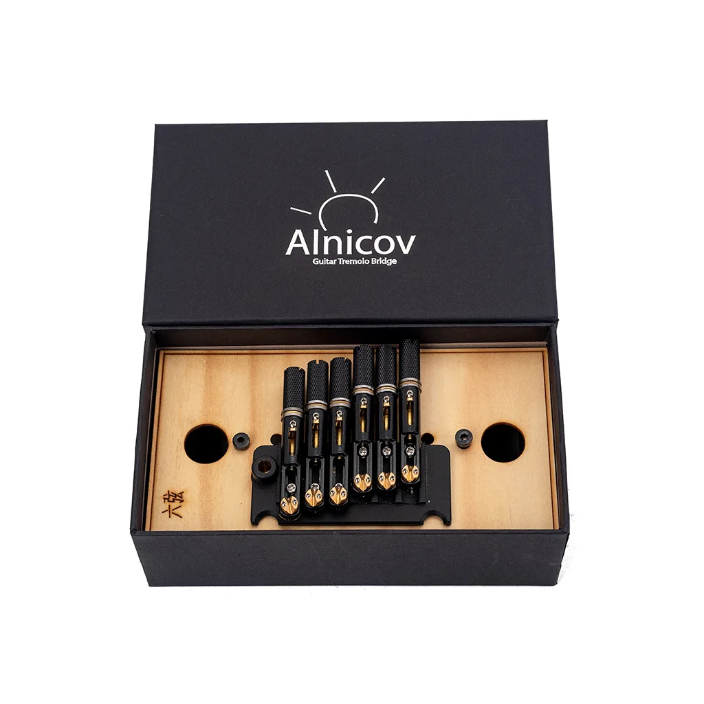 Black 6-String Headless Guitar Tremolo Bridge System Kit with All Parts for Strandberg Style Electric Guitar